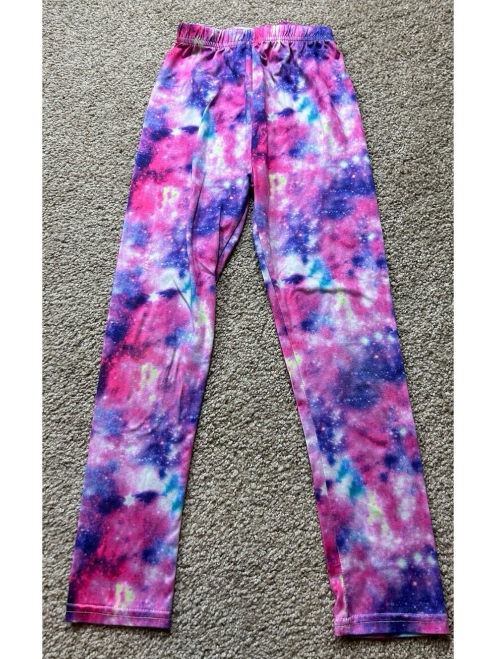 Girls Tie Dye Leggings Purple Pink Blue Stretch Active Pants Sz Youth